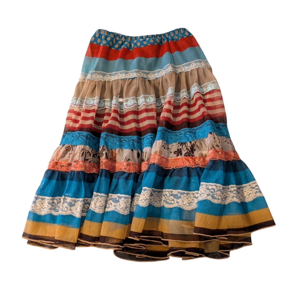 Mary-Kate & Ashley Tiered Ruffle Skirt Girls Sz‎ XS Boho Prairie Patchwork Y2K